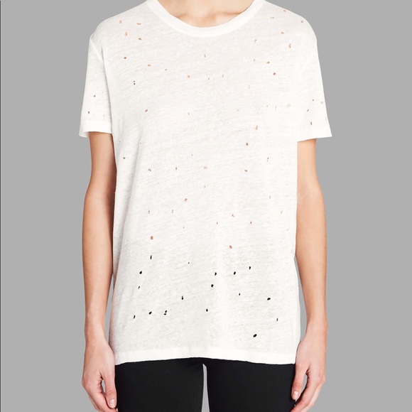IRO CLAY PERFORATED DISTRESSED LINEN T SHIRT M - Picture 5 of 5